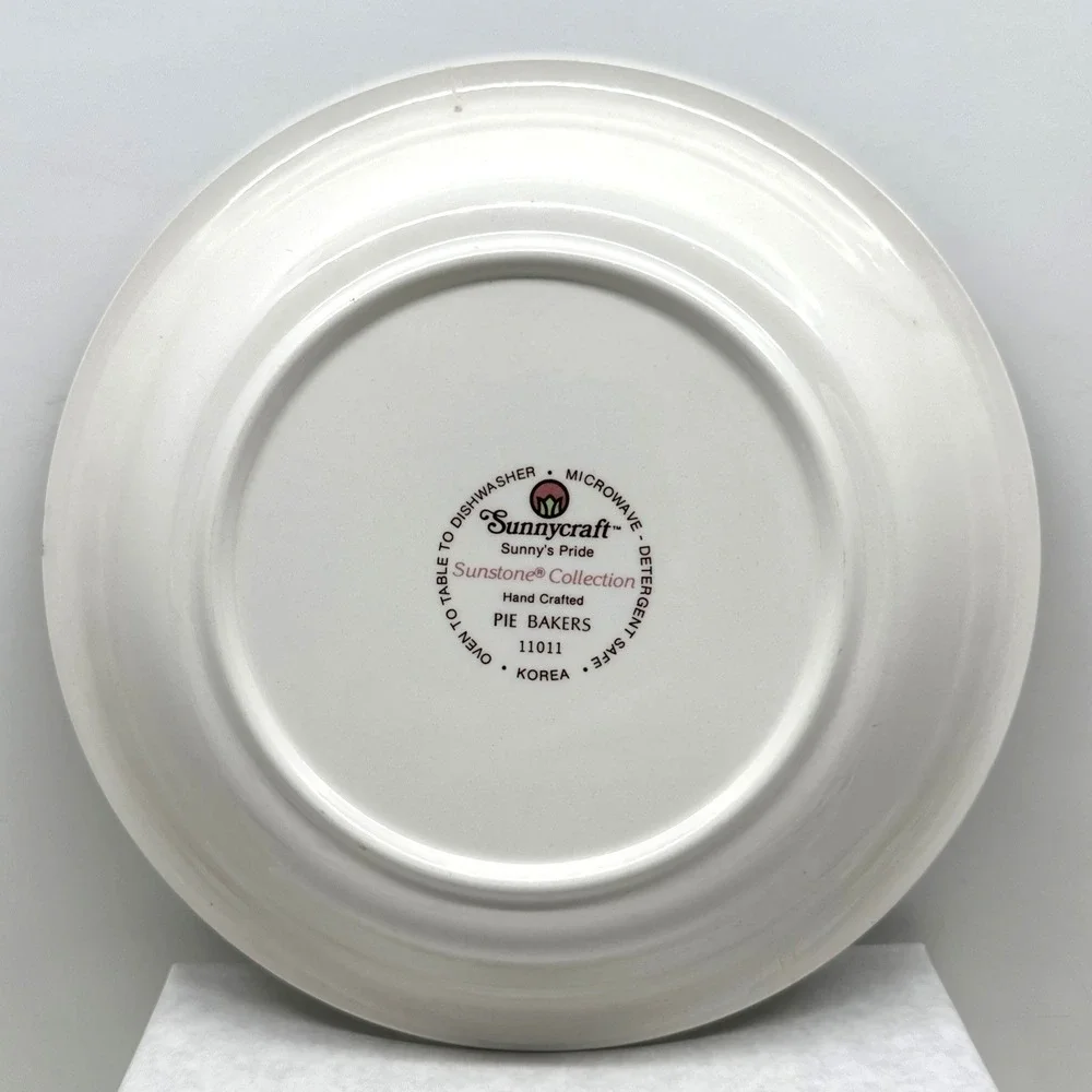 VTG Sunnycraft Apple Recipe Pie Plate Pan Ceramic Bakeware Sunstone Collection